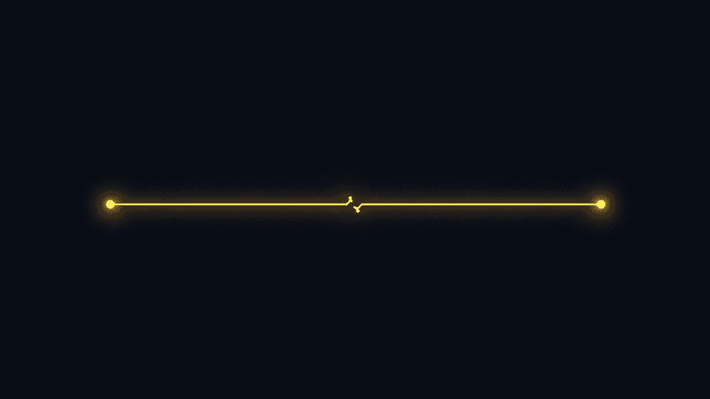 A dark navy field with a single yellow circuit line terminating in a break, like a cut wire